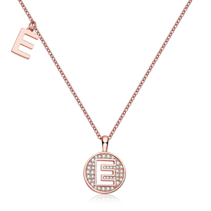 Alfabetisk serie E Lovely Rose Gold Necklace