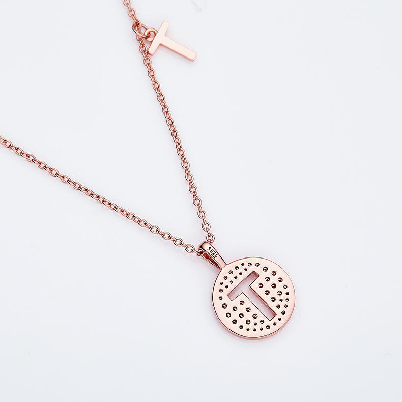 Alfabetisk serie T Lovely Rose Gold Halskjede