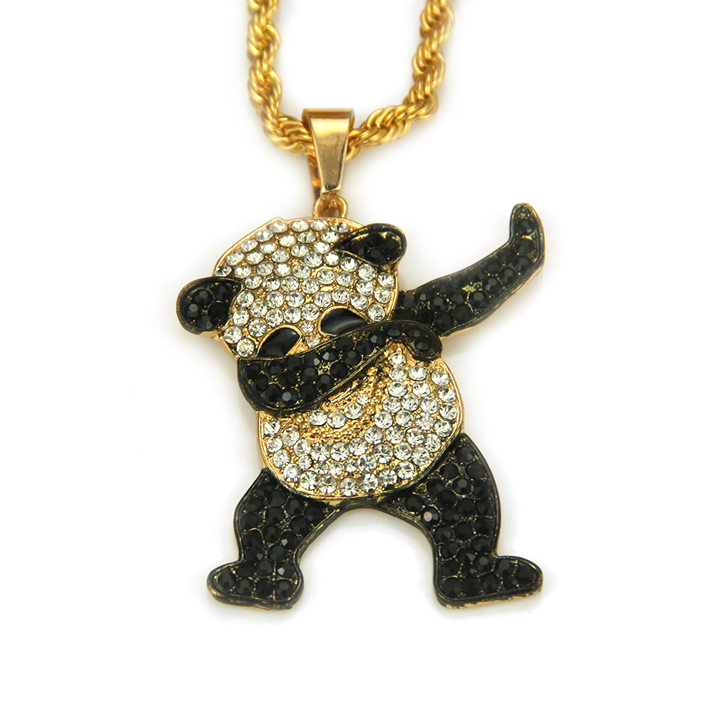 Hip Hop Cute Rock Panda Halskjede Anheng