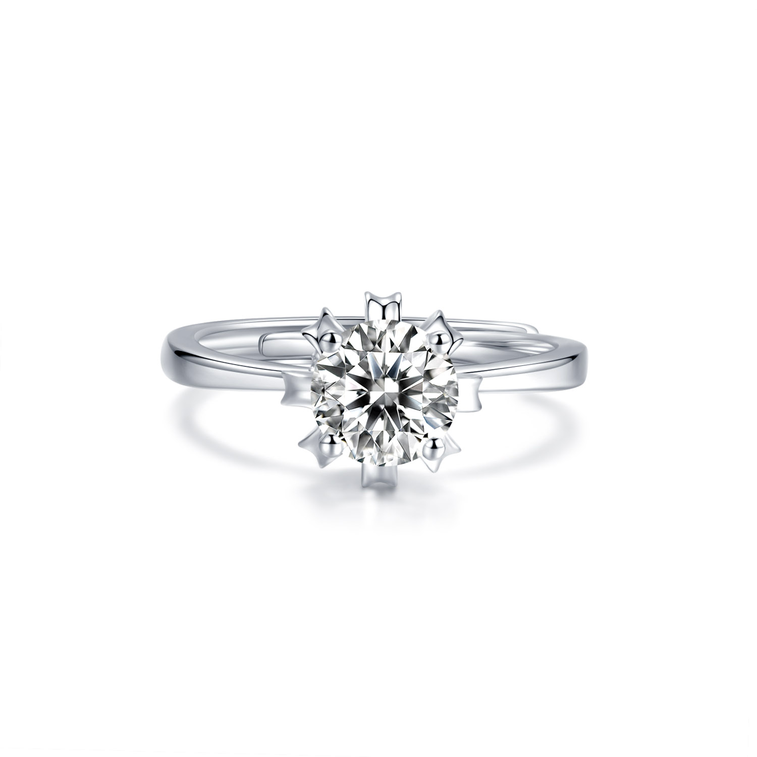 Crown Ring Support VVS Moissanite 925 Silver Platinum Ring