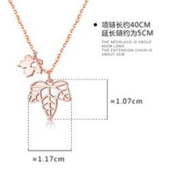 Nytt Maple Leaf S925 Sterling Sølv Allergibestandig Enkelt Rose Gold Halskjede for kvinner