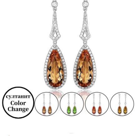 Brown Gem Elegant Water Drop 925 Sterling Silver Gold Plating øredobber