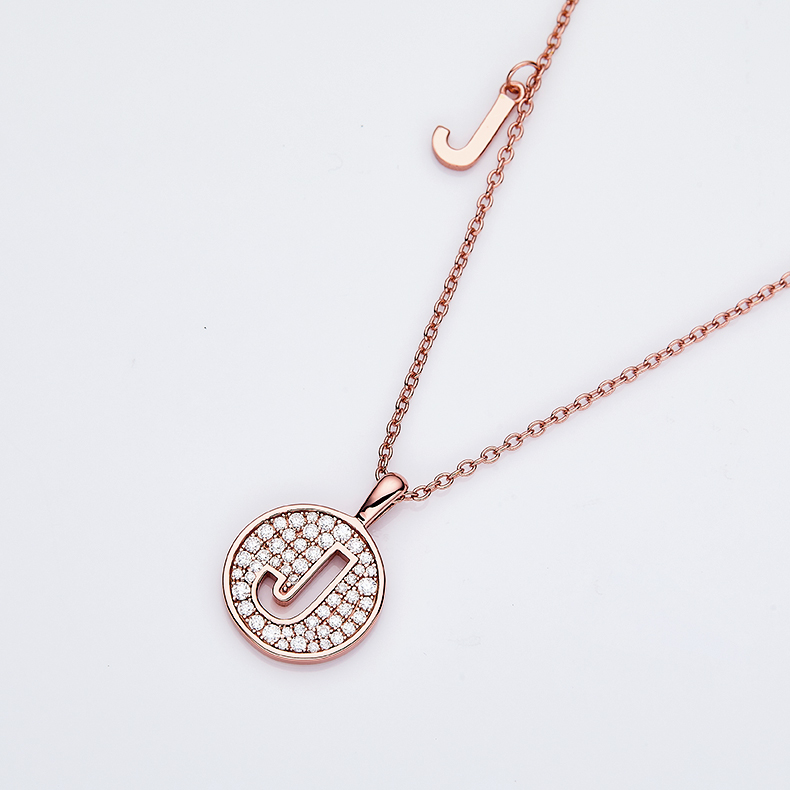 Alfabetisk serie J Lovely Rose Gold Necklace