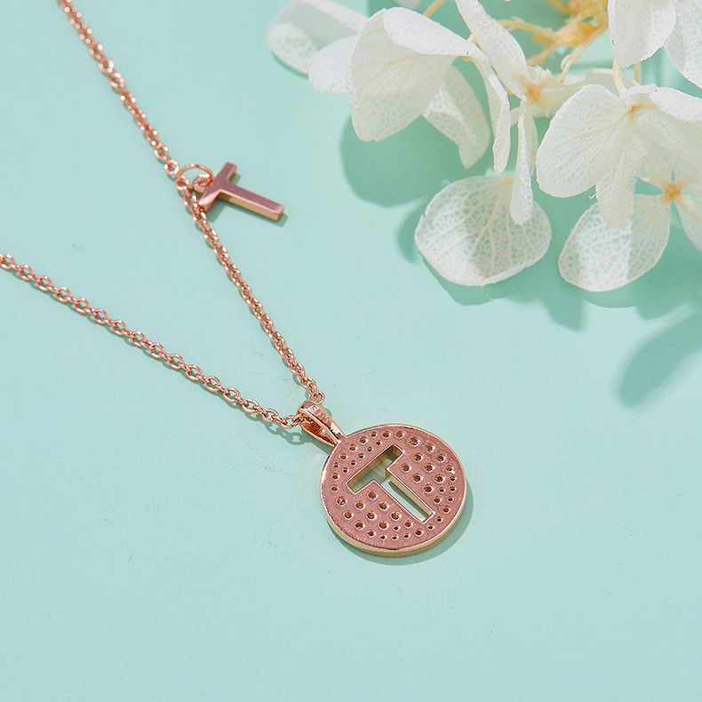 Alfabetisk serie T Lovely Rose Gold Halskjede