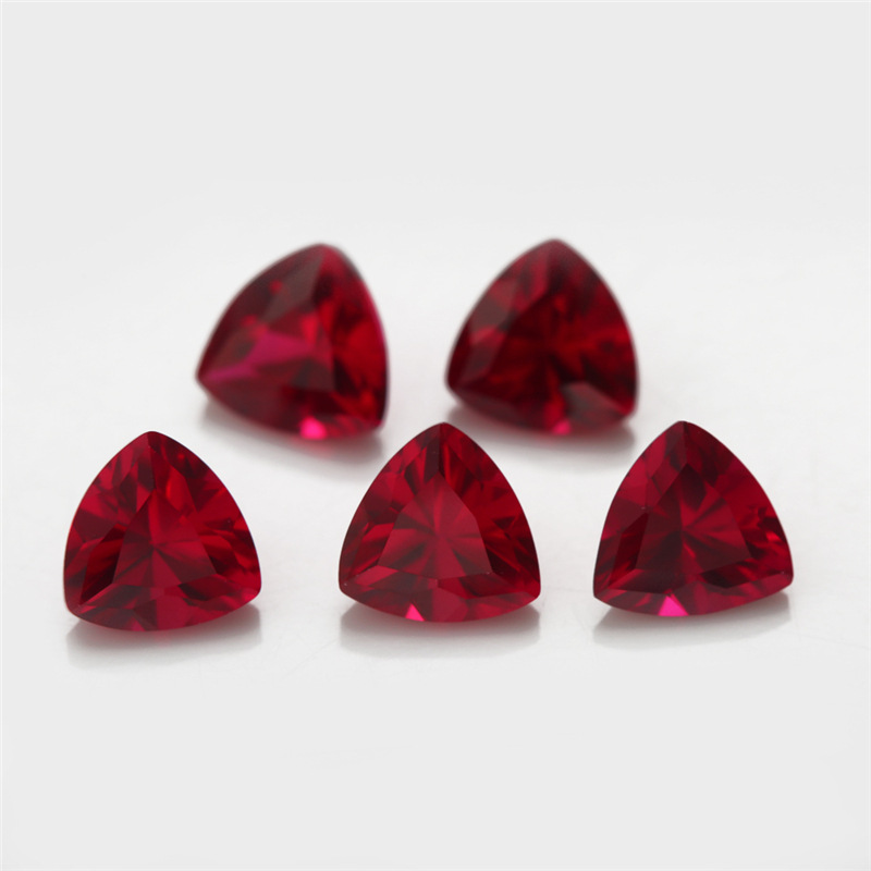 8 # Red Corundum Fat Triangle Artificial Ruby Ring Accessories