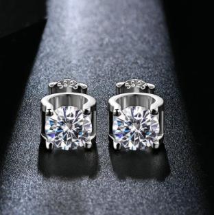 Sølv 925diamant øredobber Bryllupssmykker Kvinner Øredobber Sterling Sølv 925 Rund Moissanite