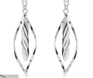 Spiralramme 925 Sterling Sølvbelagt Elegante Leaf øredobber