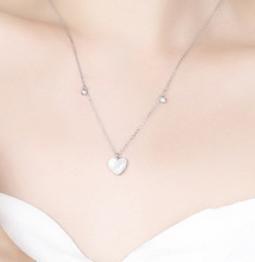 S925 Sølvmynt Mother Shell Love Clavicle Chain Small Fresh Accessories