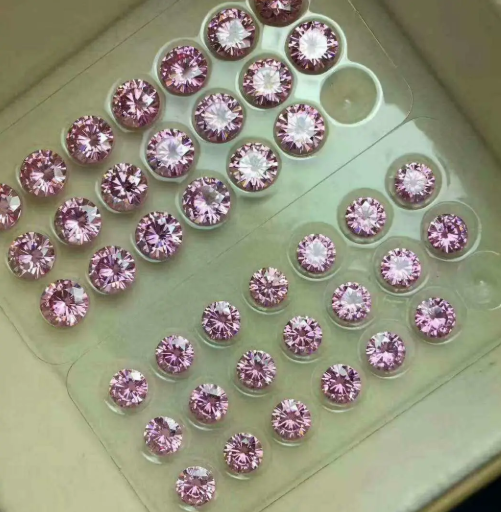 9,0-10,0 mm rosa høykvalitets DEF rund briljantskåret moissanite for smykkefremstilling