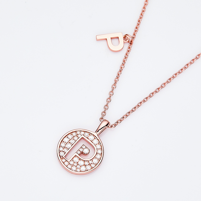 Alfabetisk serie P Lovely Rose Gold Halskjede