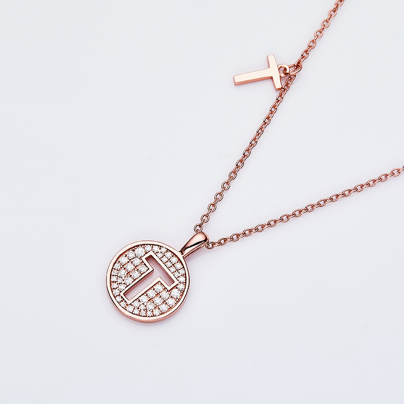 Alfabetisk serie T Lovely Rose Gold Halskjede